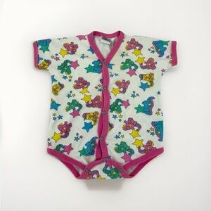 Vintage Basic Editions Baby Bodysuit Snap Closure Colorful Print 12 Months